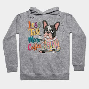 Illustration design of adorable and grumpy French bulldog, wearing warm pajamas (2) Hoodie